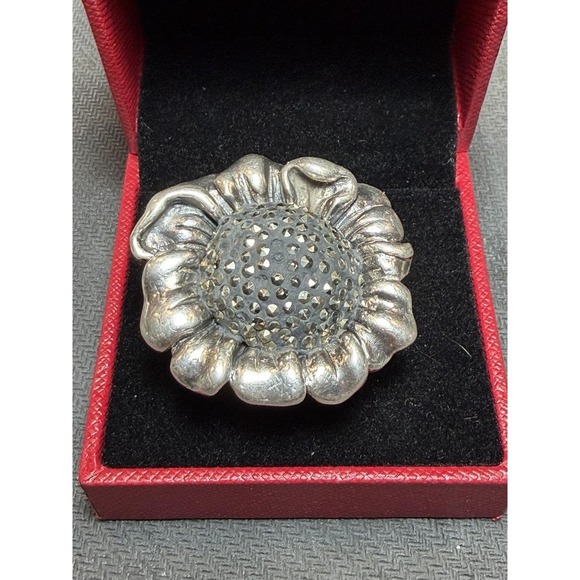 The Unbranded Brand Jewelry - Vintage 925 Thai Sterling Silver Marcasite Flower Statement Ring 12.1g‎